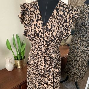 Animal print wrap dress.